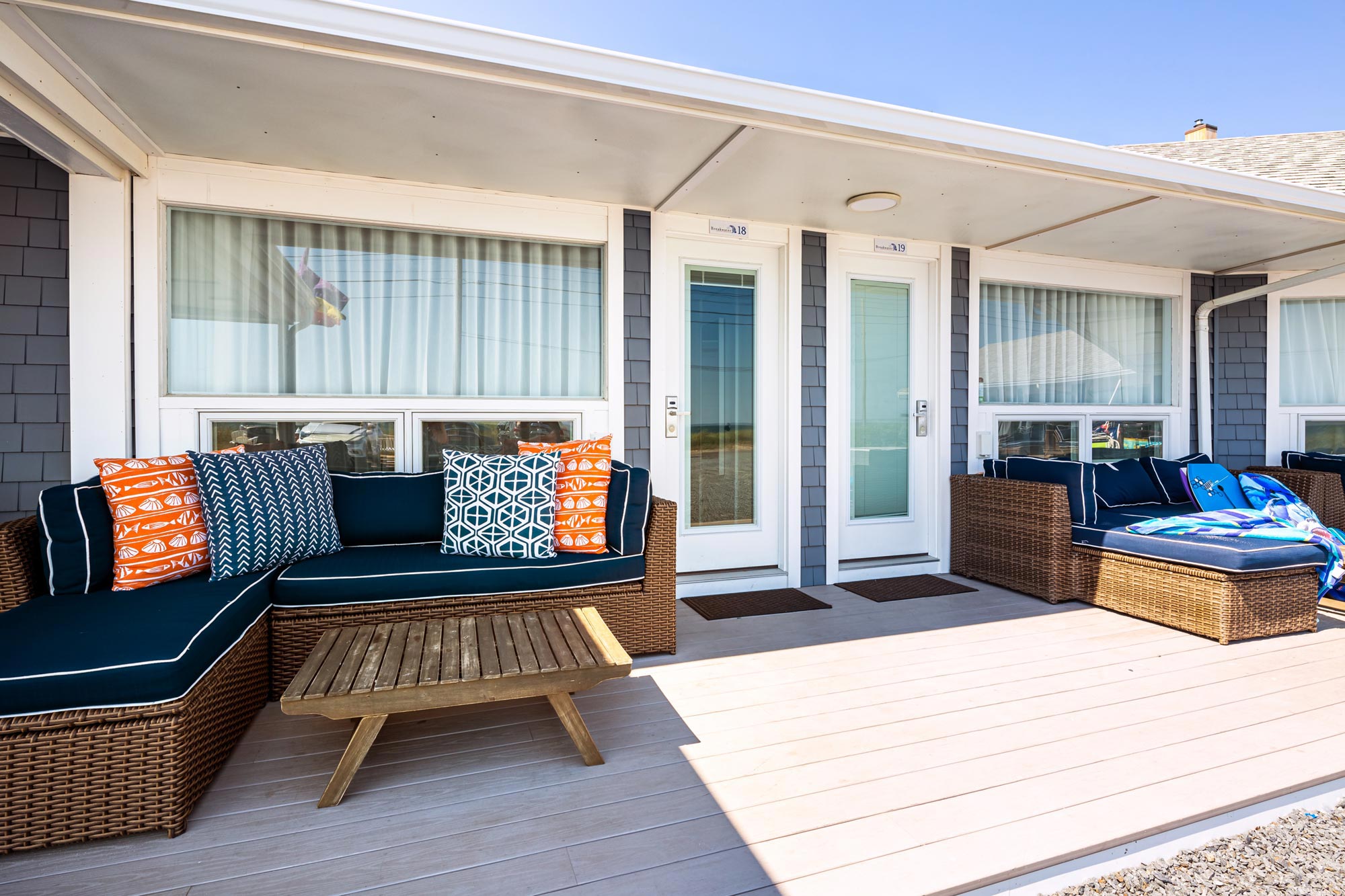 Bright outdoor hotel seating