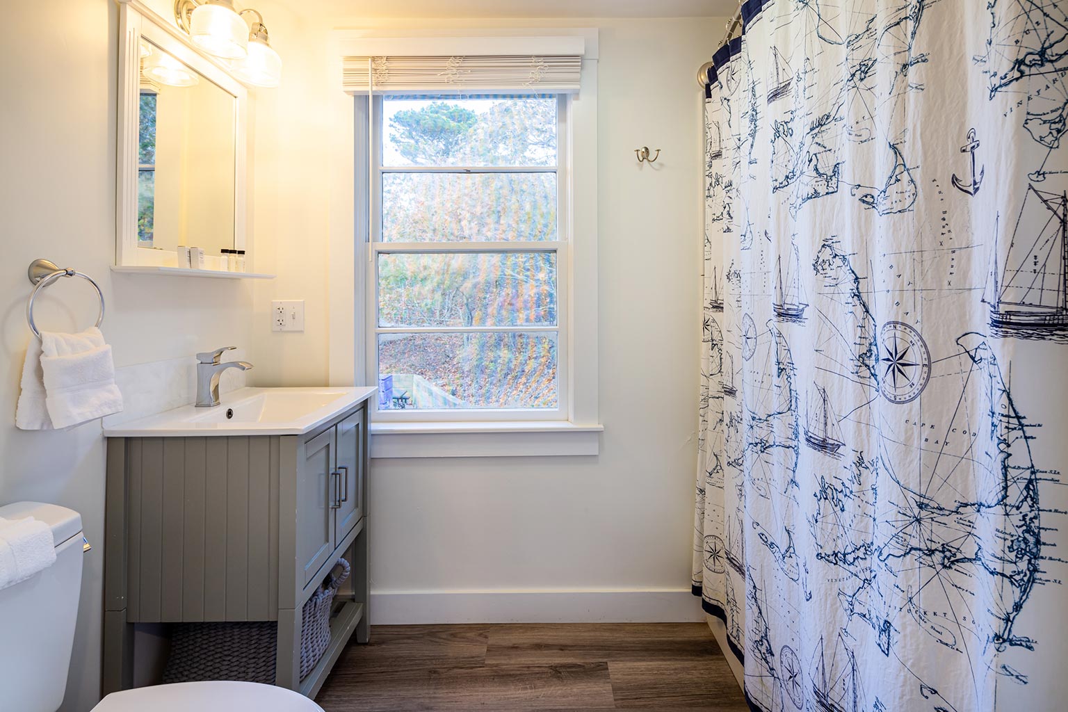 Hotel bathroom from Breakwater King suite.