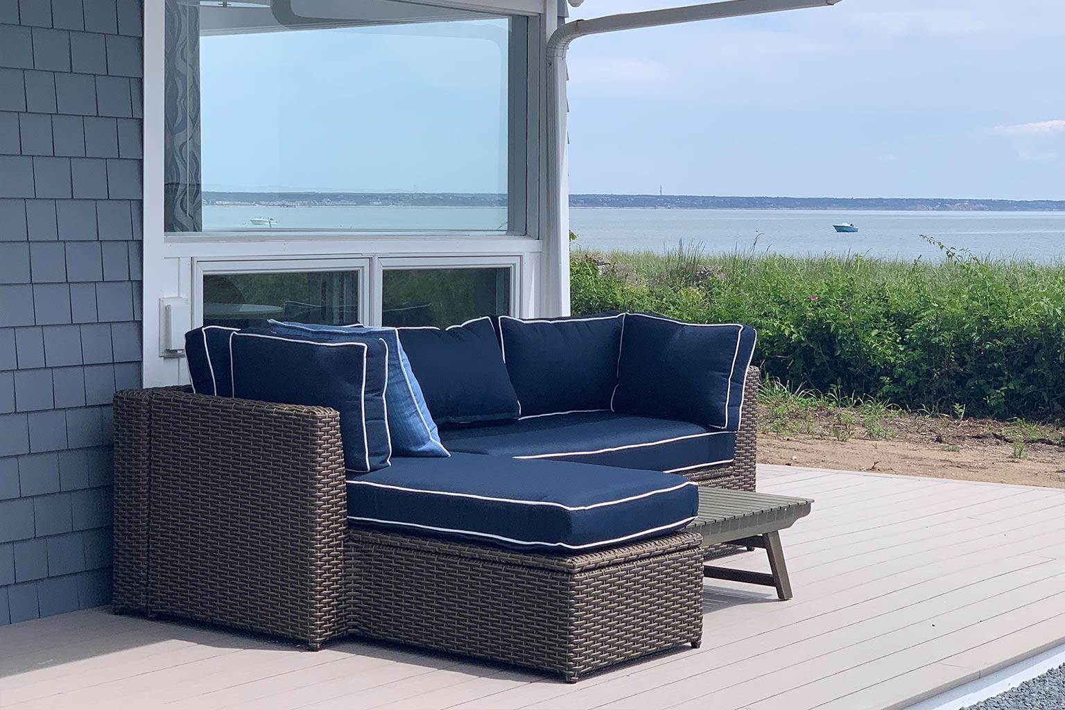 Outdoor seating with ocean view