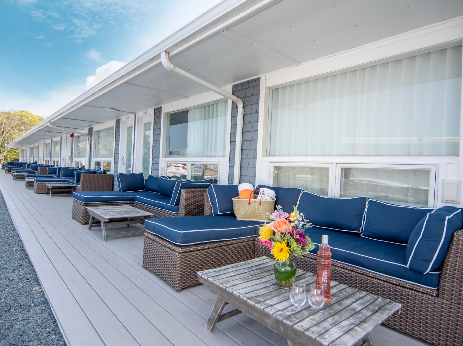 Bright outdoor hotel seating