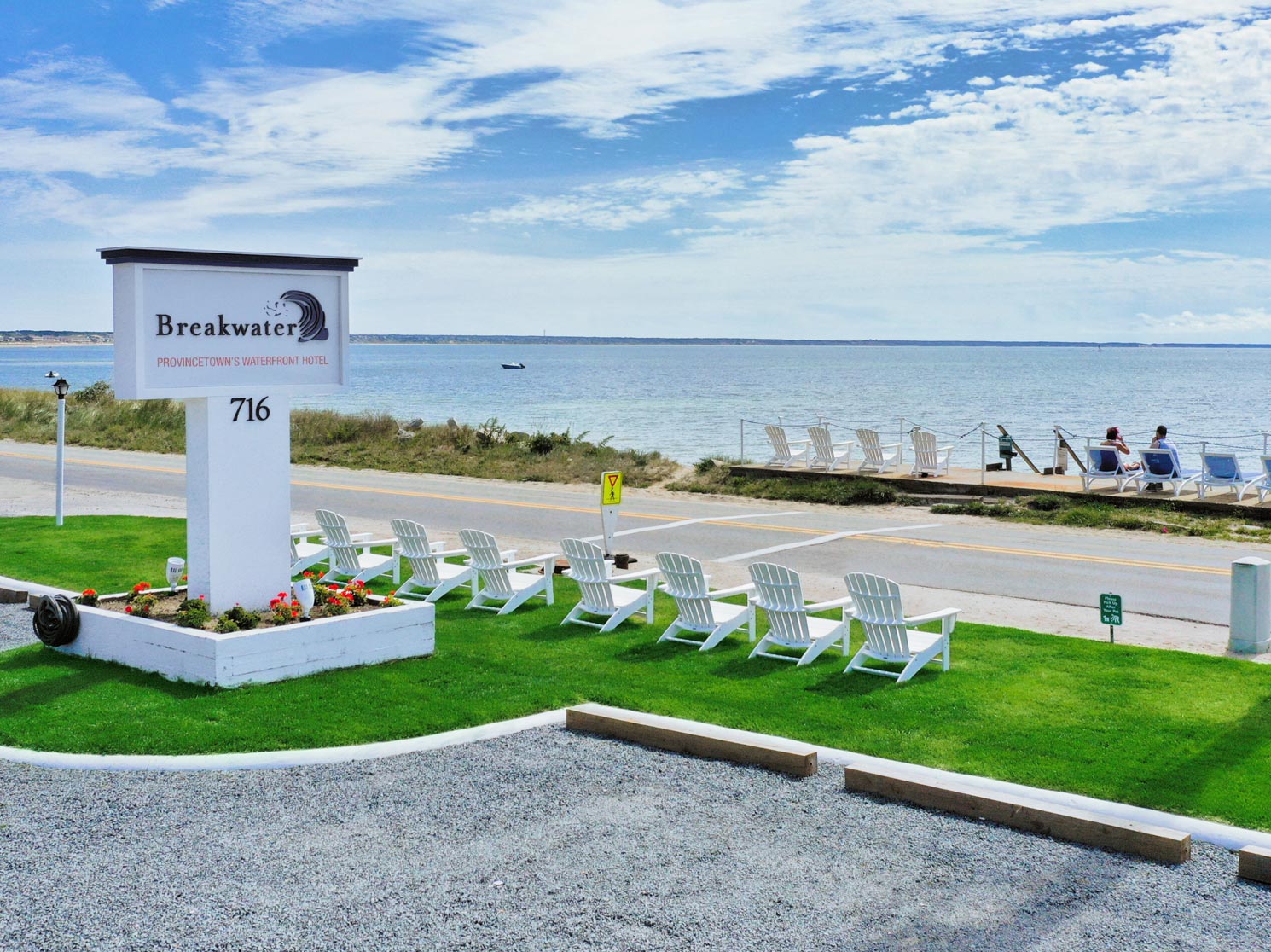 Breakwater Hotel sign with panoramic views